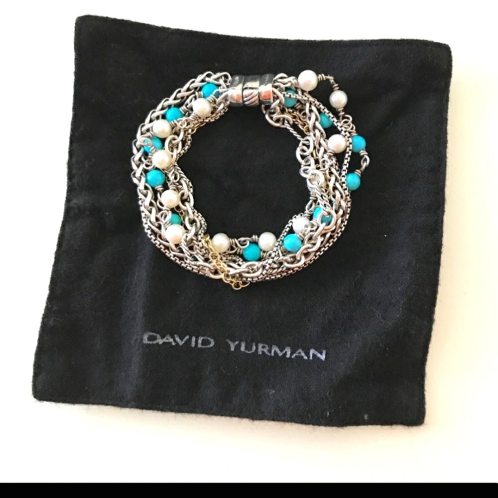 David Yurman Multi Gemstone/chain Bracelet